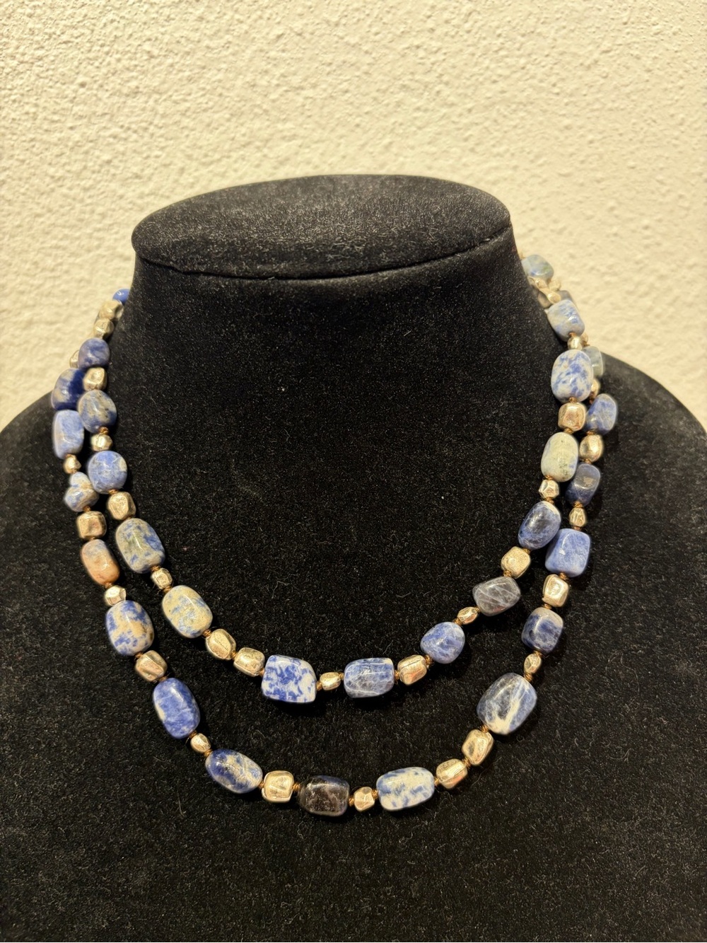 Blue Sodalite Sterling Silver Beads (Passed Magnet Test) Approx34”LengthNecklace